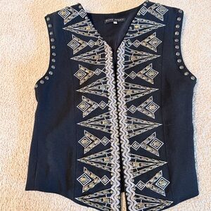 Vintage Nordstrom Studded Embroidered Cropped Military Band Waistcoat Vest SizeS